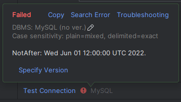 MySQL connection failed