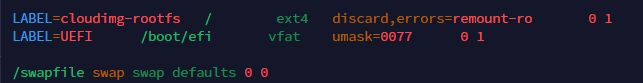 Swap setup for rebooting